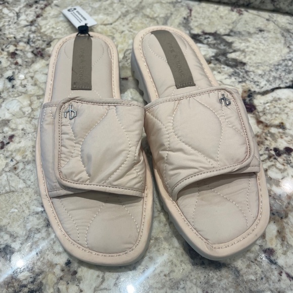 rag & bone Quilted Hook & Loop Women's Slides in Color "Buff Sand Cream" - 37.5 - Picture 1 of 7